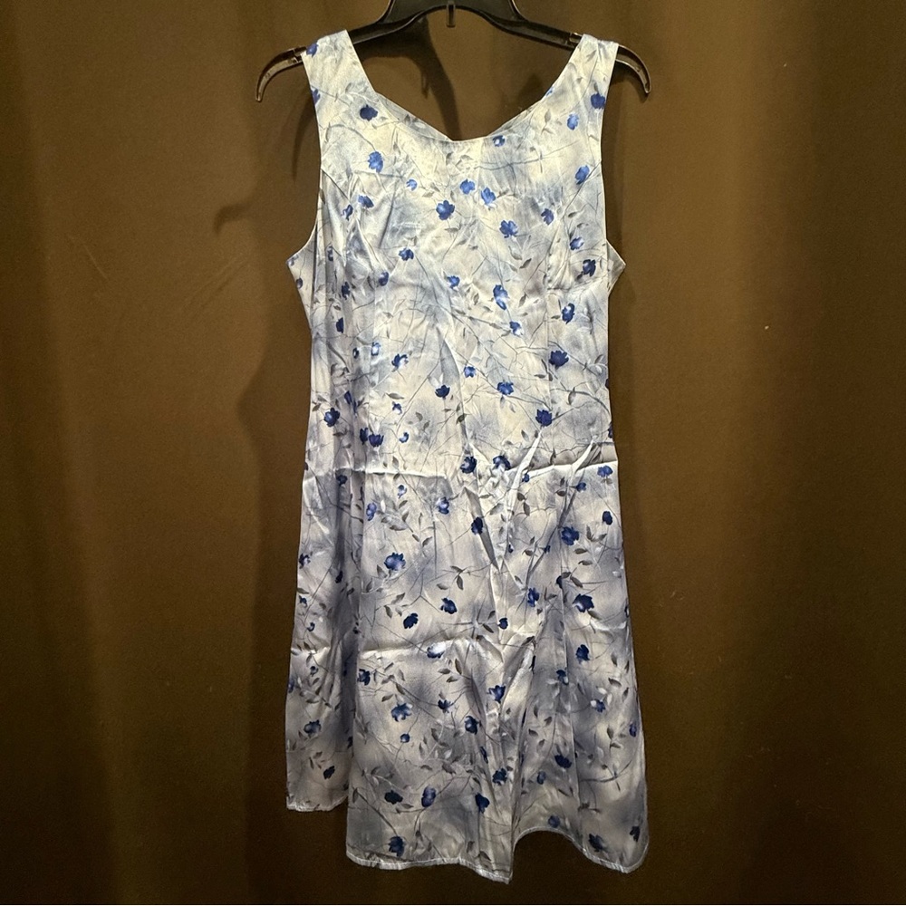 DBY Ltd Chic Blue Floral Mini Dress, 90s Vintage, Size 13/14